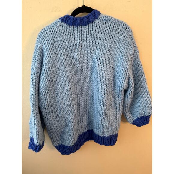 Polly Princess Color-block Two Tone Blue Sweater Size Small - Picture 4 of 7